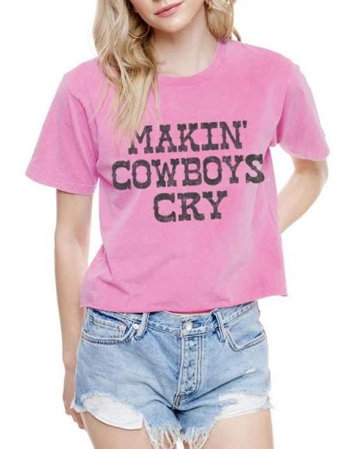 Pink Makin' Cowboys Cry Crop