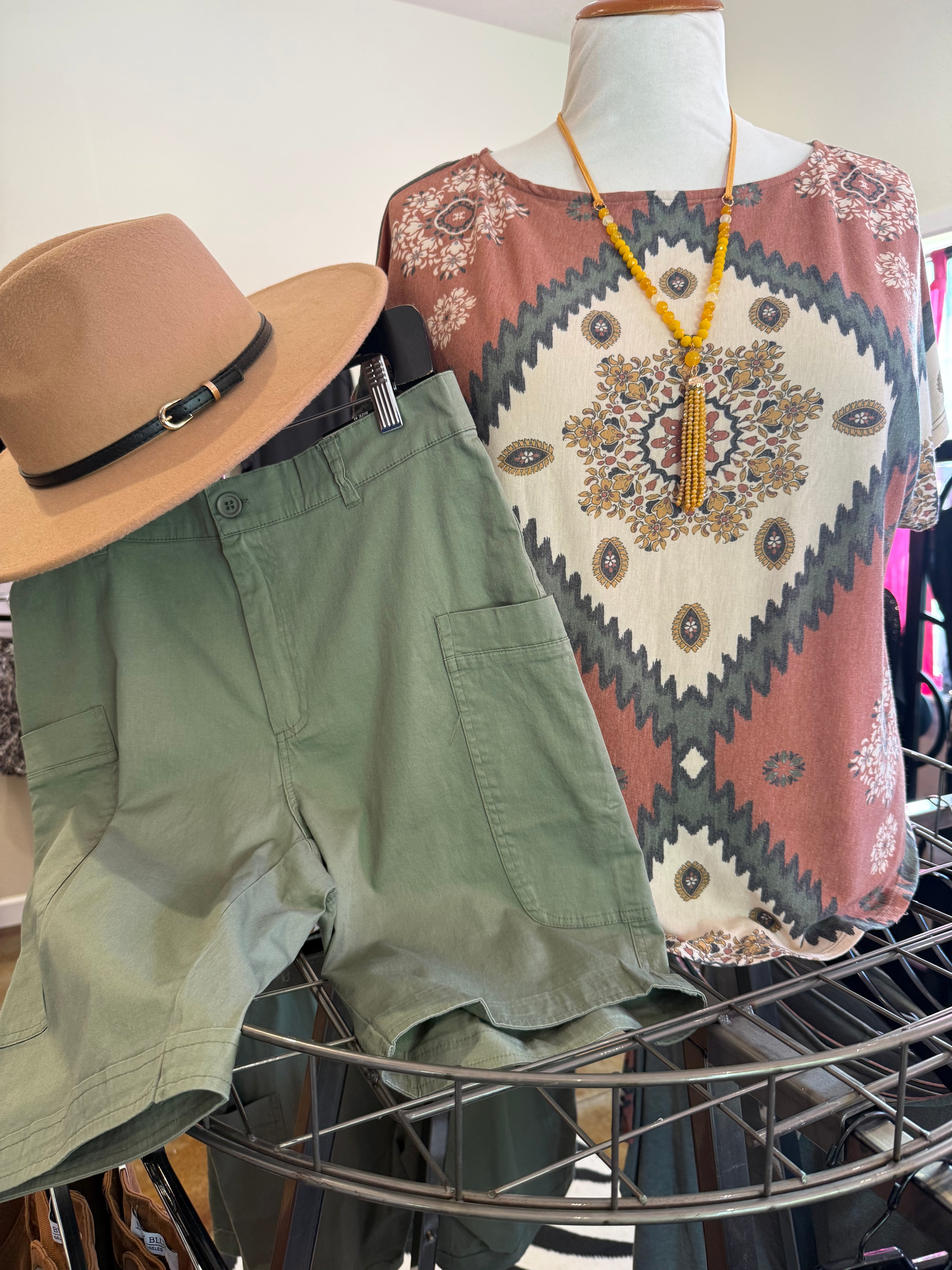 Plus Rust/Olive Printed Top