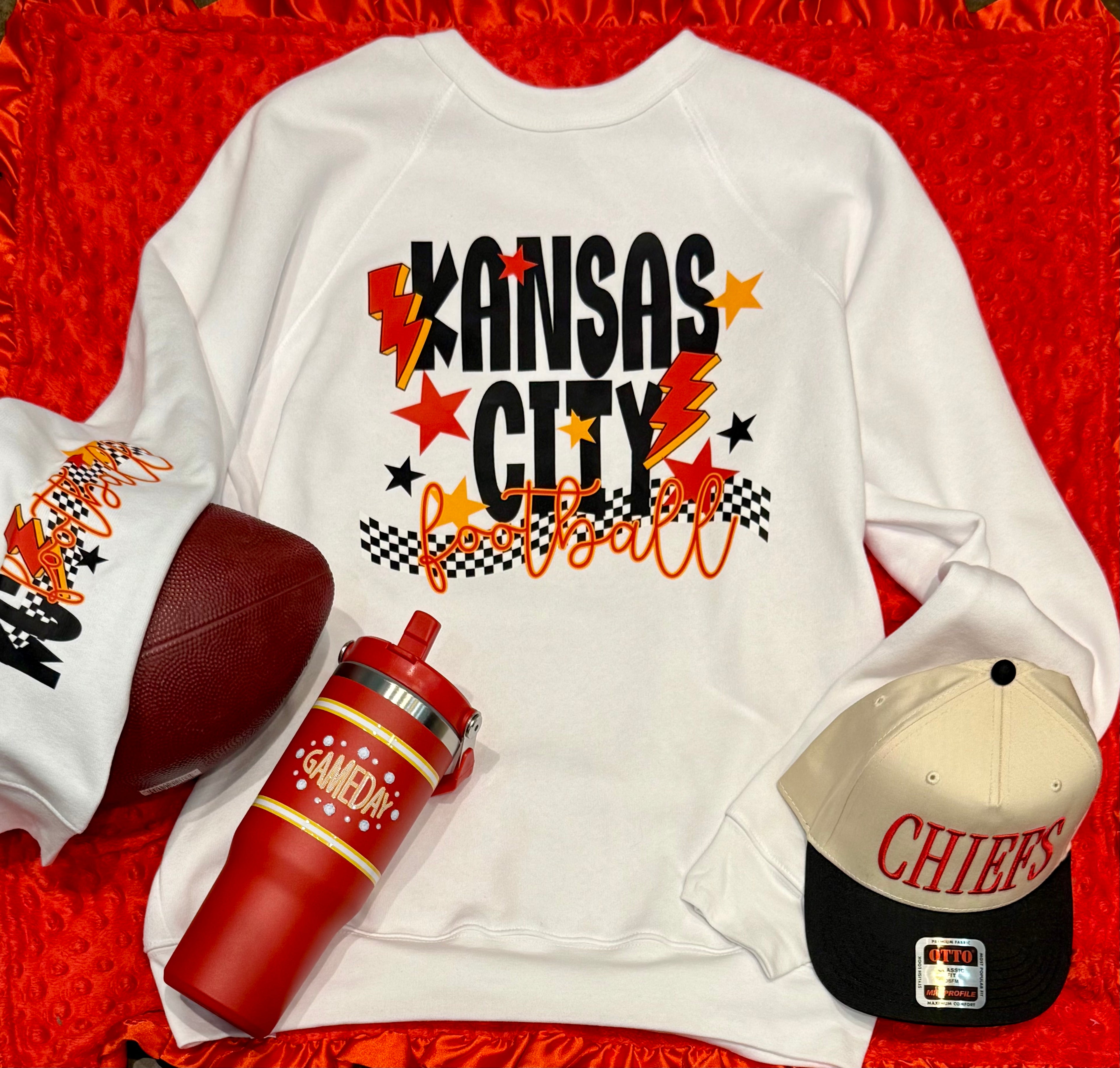 White KC Football Crewneck