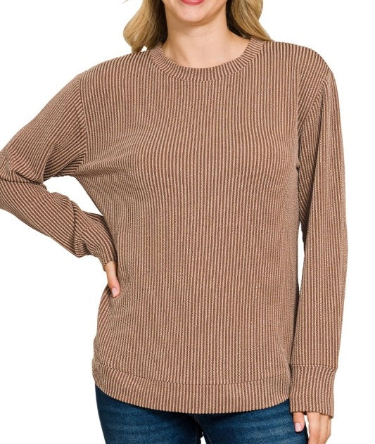 Corded L/S Round Hem Top