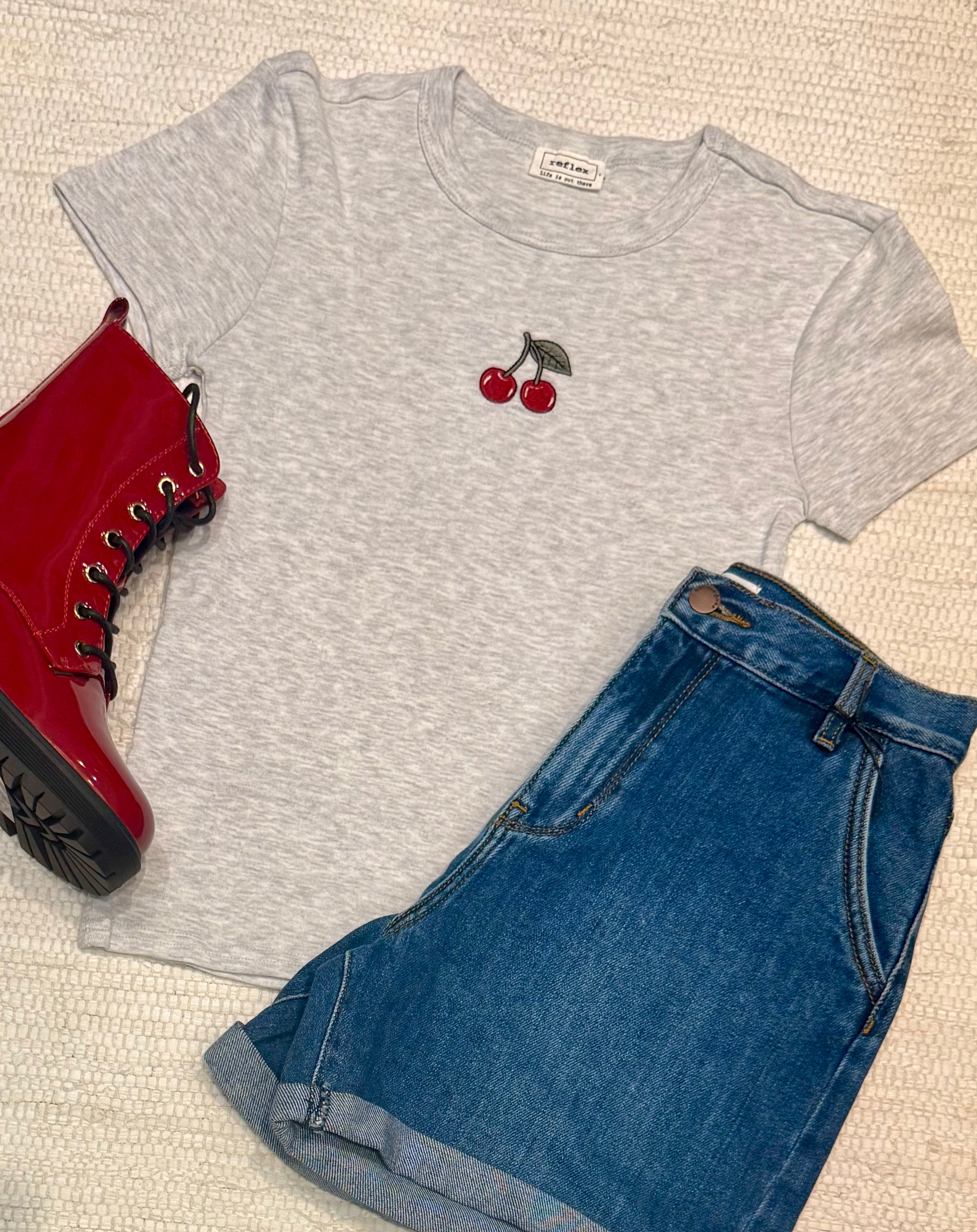 Grey 90's Cherry Tee