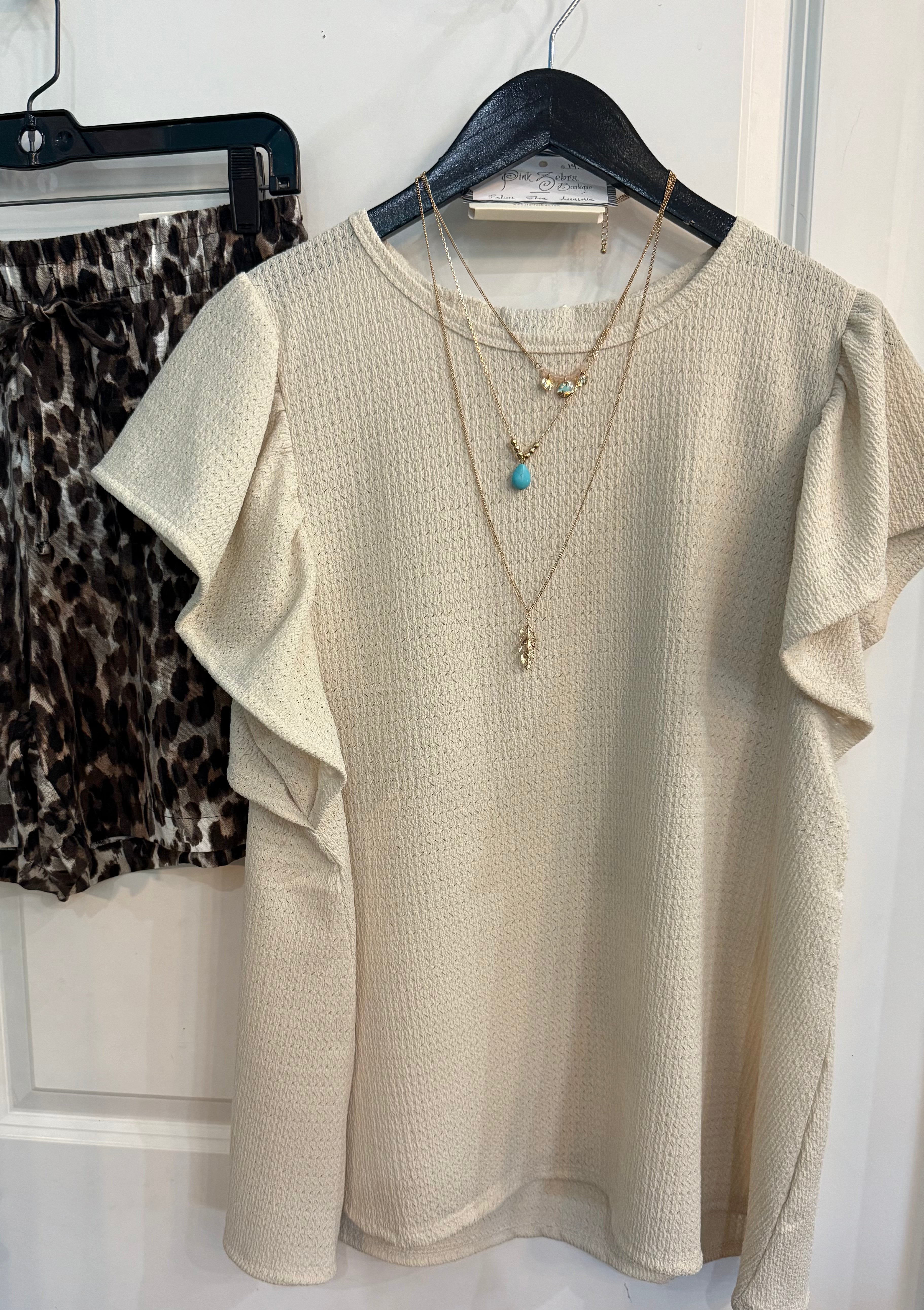 Textured Butterfly Sleeve Top