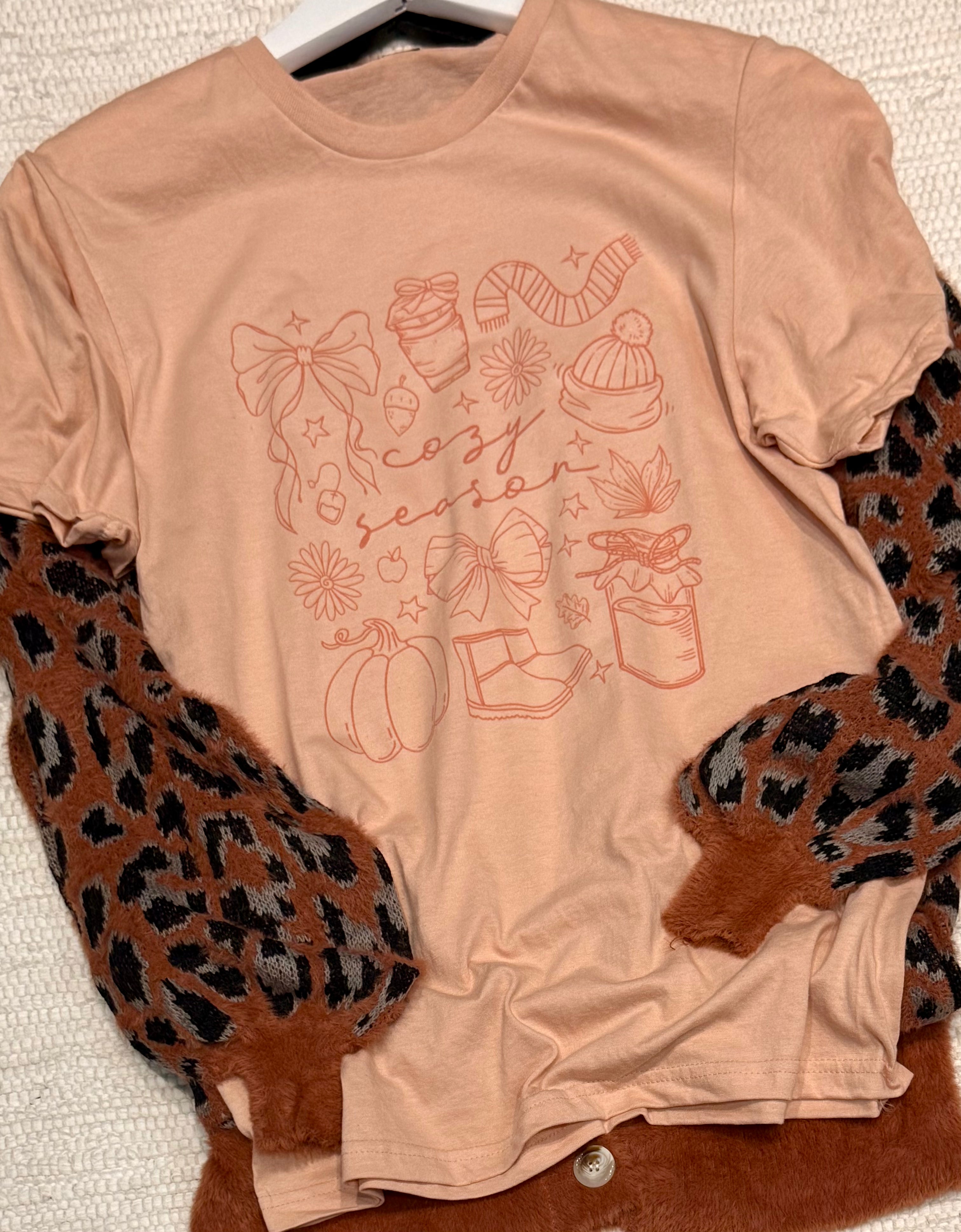 Peach Cozy Season Tee