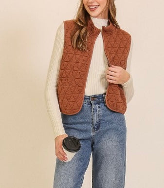 Camel Quilted Vest