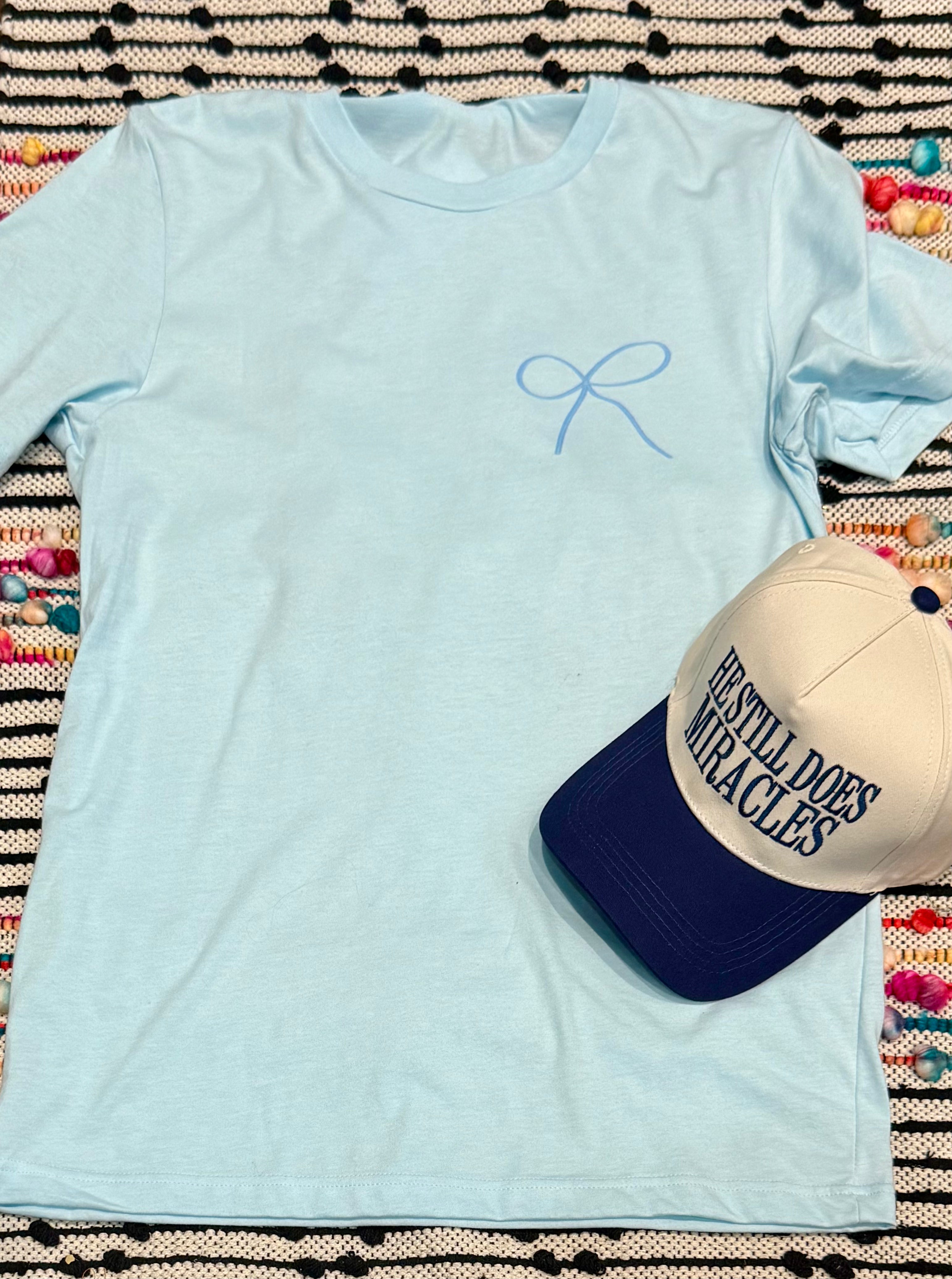 Blue Bow Let Me Tell You Tee