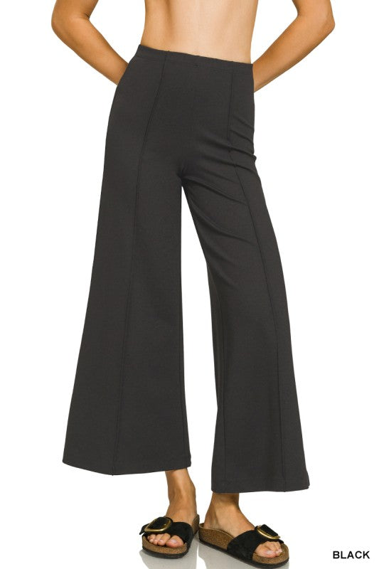 Black Heavy Ponte Pintuck Pants