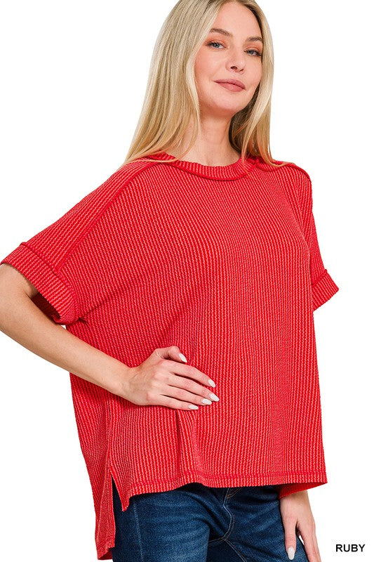 Corded Rib Raw Edge Top