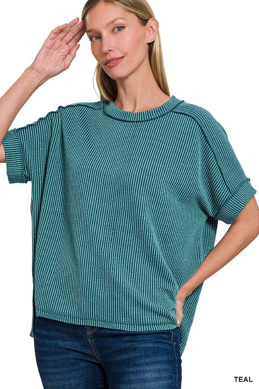 Corded Rib Raw Edge Top