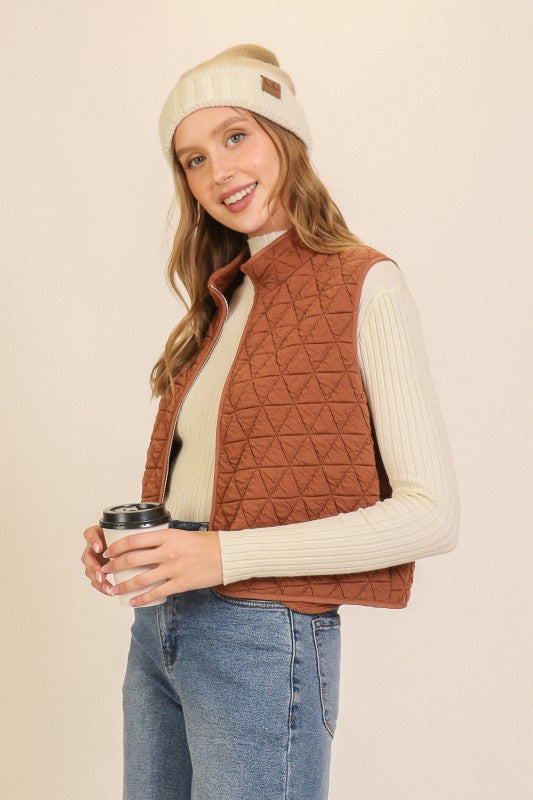 Camel Quilted Vest