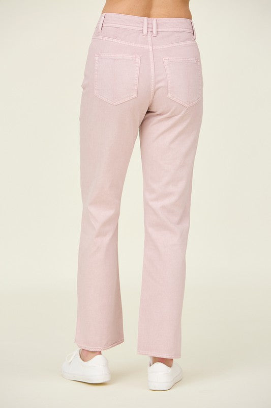 Pale Pink Mid Rise Jeans