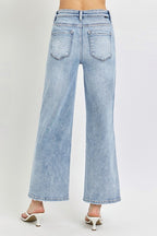 Risen Light Wash Wide Leg Jeans