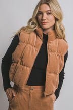 Crop Corduroy Puffer Vest
