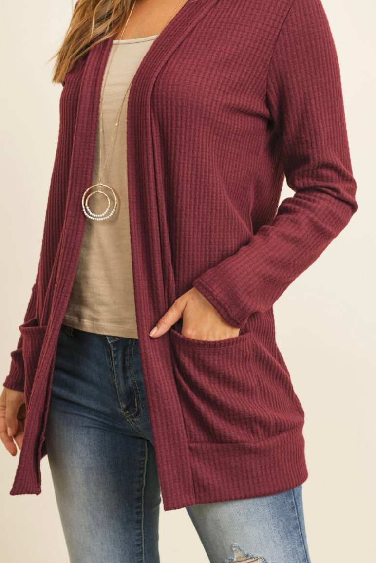 Brushed Waffle Cardigan