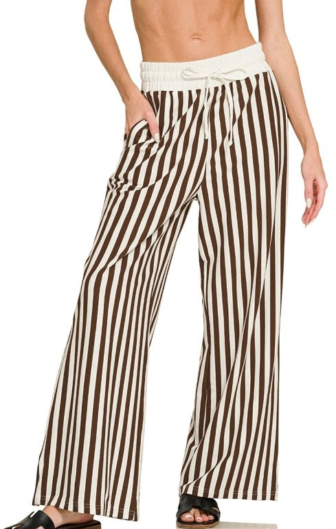 Brown & White Striped Pants