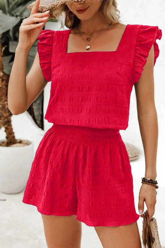 Red Ruffle Textured Set