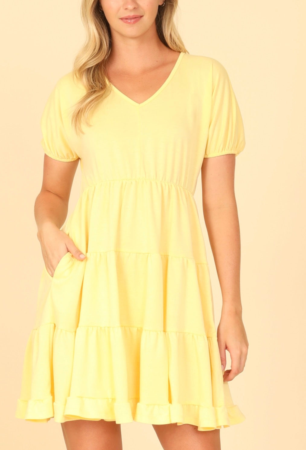 Yellow Tiered Mini Dress