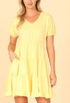 Yellow Tiered Mini Dress