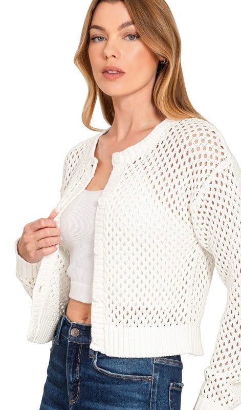 Ivory Crochet Cardigan