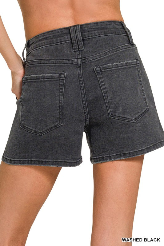 Washed Black Utility Pocket Shorts