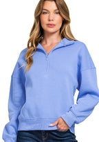Blue Fleece Half Zip Sweatshirt