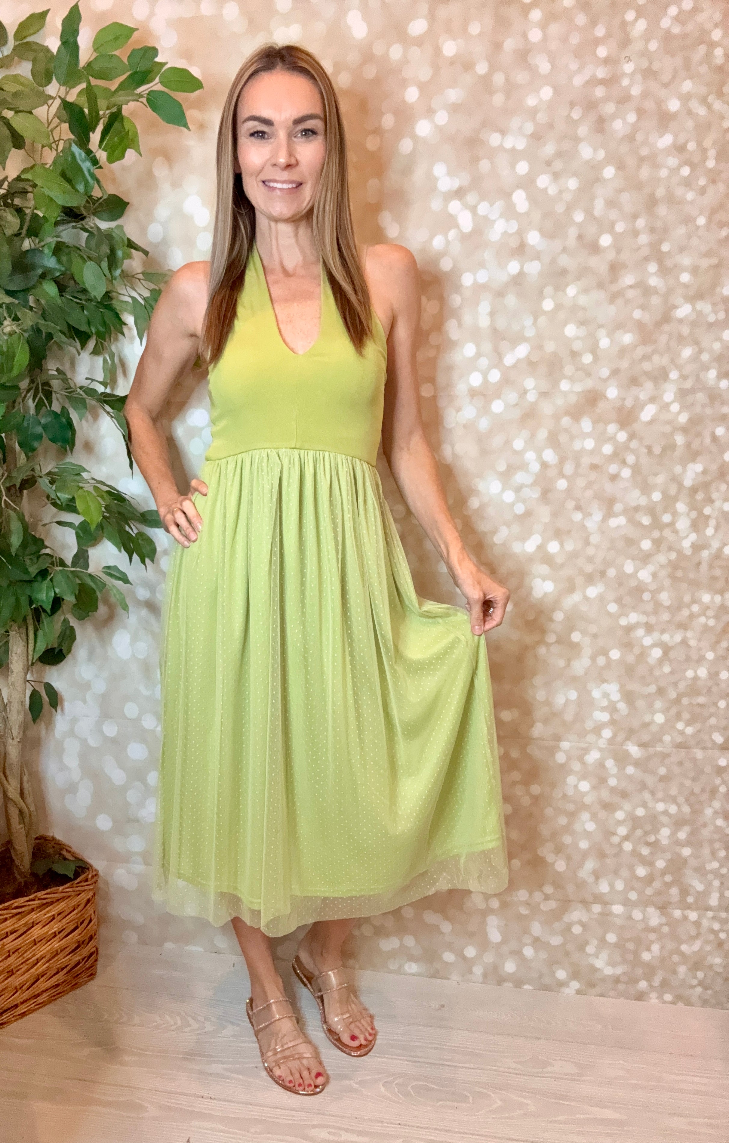 Sage Halter Midi Dress