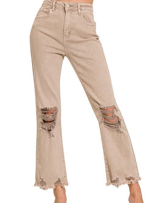 Zenana Distressed Straight Jean