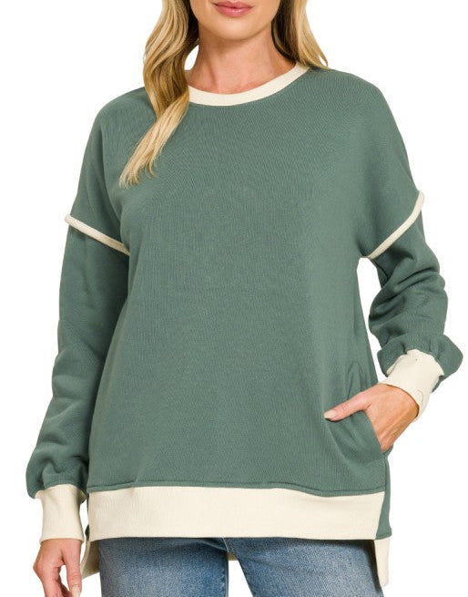 Jade & Cream Detail Sweatshirt