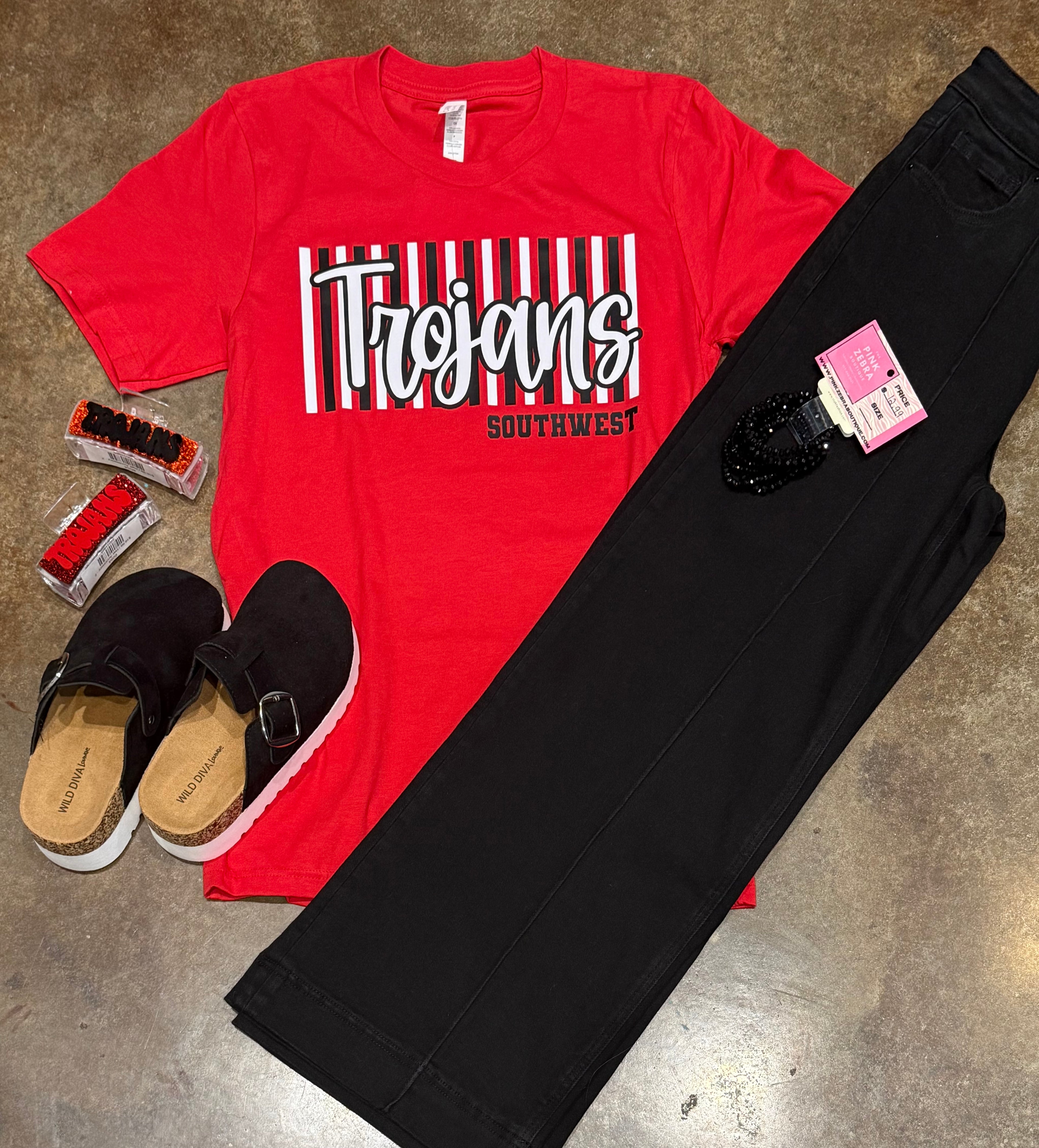 Red Trojan Stripe Tee