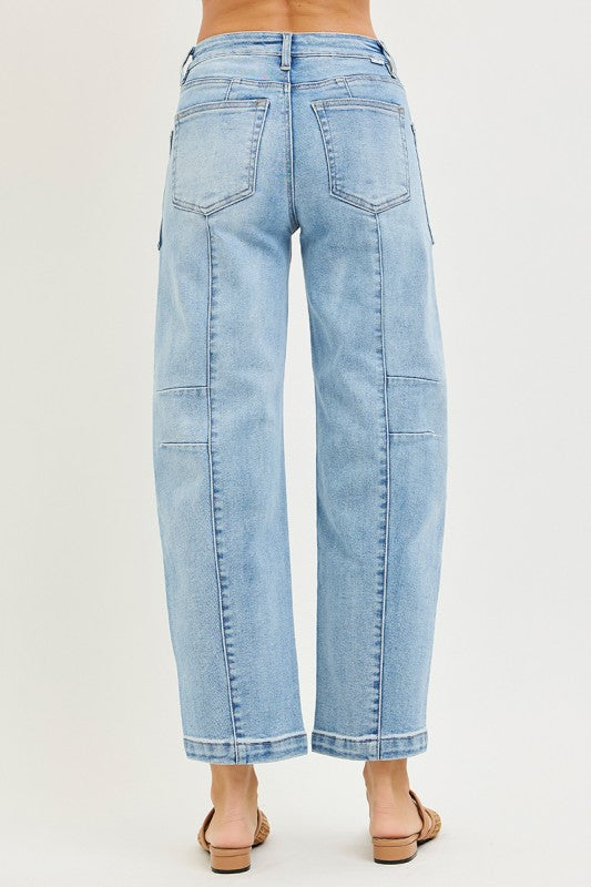 Risen Light Wash Barrel Jean