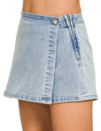 Denim Wrap Front Skort