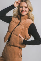 Crop Corduroy Puffer Vest