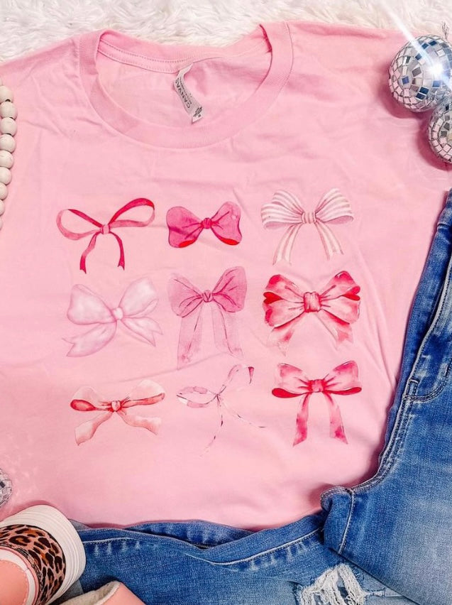 Pink Soft Girl Bow Tee
