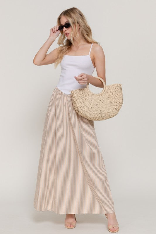 Khaki Striped Maxi Dress