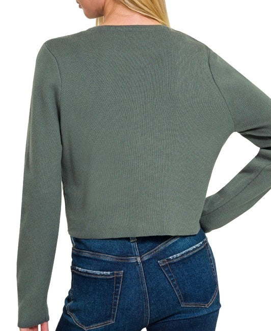 Button Down Crop Cardigan