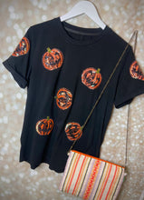 Load image into Gallery viewer, Black Sequin Jackolantern Tee
