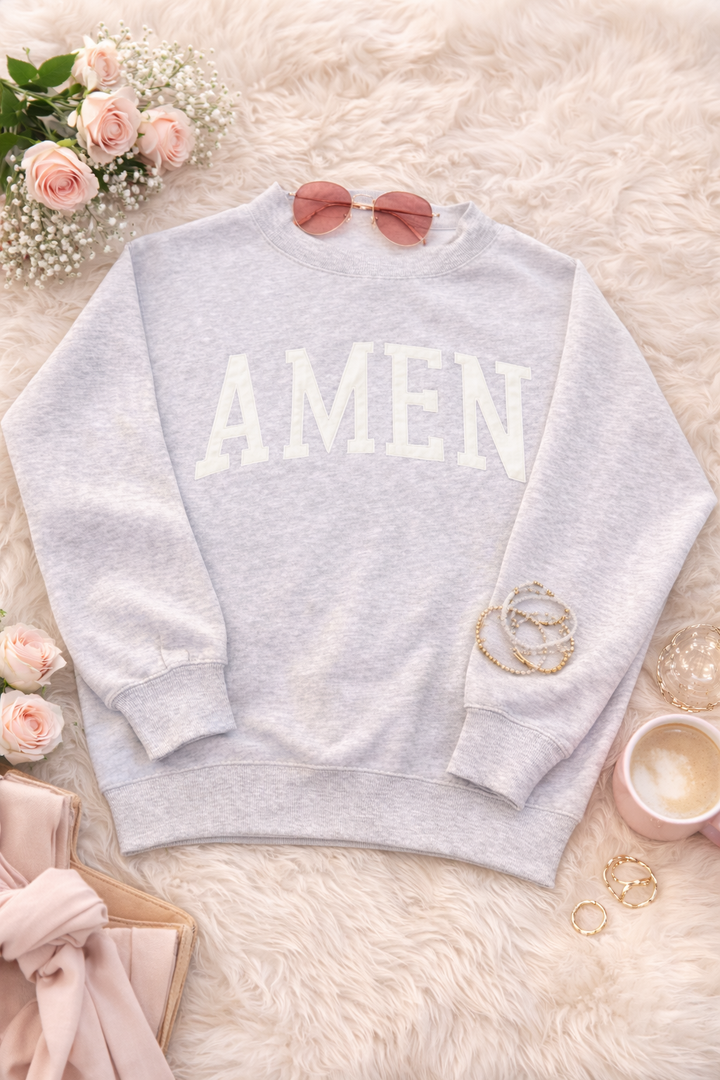 Ice Grey Mock Neck Amen Sweatshirt