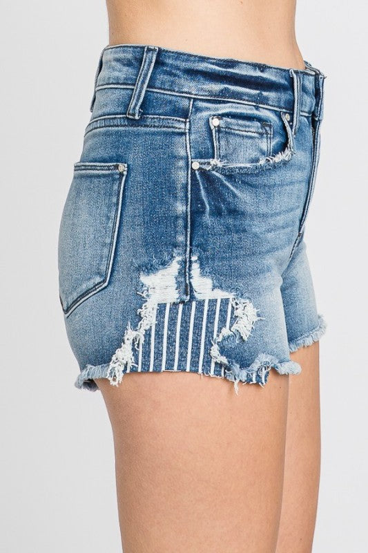 Petra153 Striped Patch Shorts