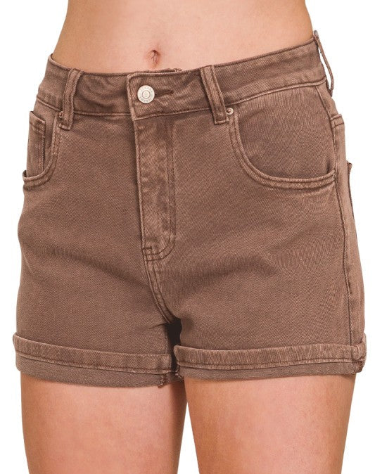 Brown 5 Pocket Denim Shorts