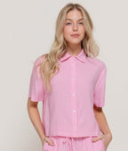 Pink Striped Button Down Blouse
