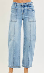Risen Light Wash Barrel Jean