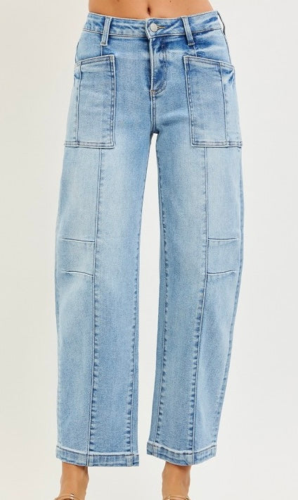 Risen Light Wash Barrel Jean