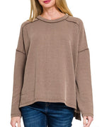 Long Sleeve Corded Raw Edge Top