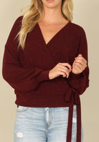 Burgundy Side Tie Sweater