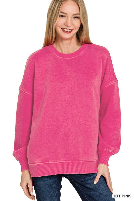 Acid Wash Fleece Oversized Sweatshirt – The Pink Zebra Boutique