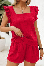 Red Ruffle Textured Set