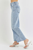 Risen Light Wash Wide Leg Jeans