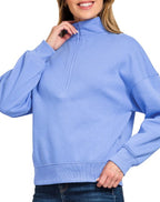 Blue Fleece Half Zip Sweatshirt