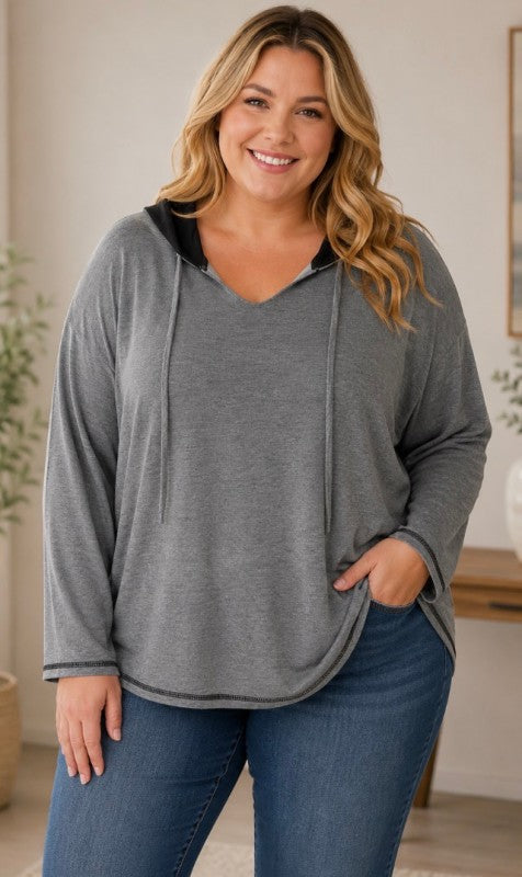 Charcoal/Black Hooded Top