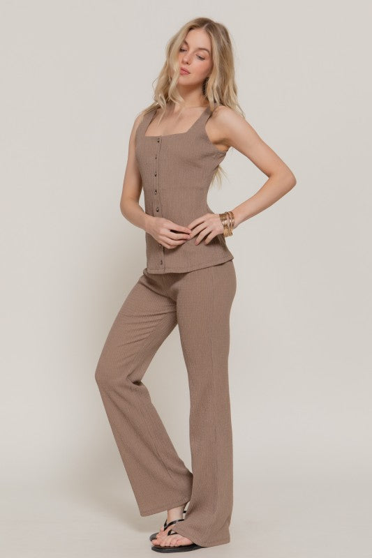 Khaki Flare Pant & Vest Set