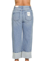 Zenana Plus Cuffed Wide Leg Jeans
